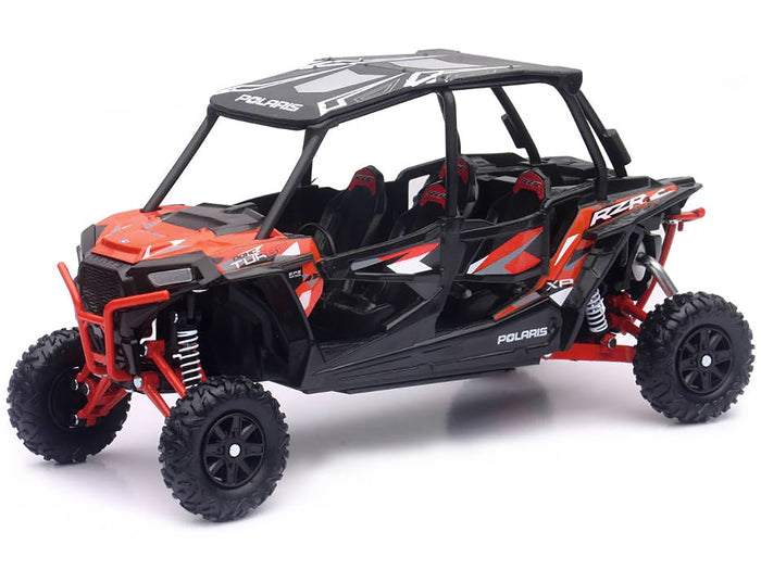 Polaris RZR XP 4 Turbo EPS Sport UTV Spectra Orange with Graphics and Black Top 1/18 Diecast Model by New Ray