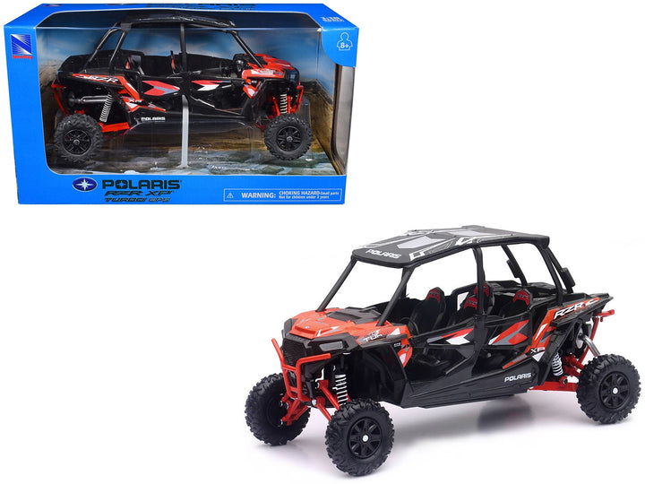 Polaris RZR XP 4 Turbo EPS Sport UTV Spectra Orange with Graphics and Black Top 1/18 Diecast Model by New Ray image 2