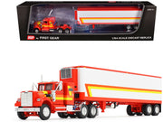 White Western Star 4900 with 36" Vintage Flat Top Sleeper and Wilson 40' Vintage Refridgerated Trailer Red and White with Stripes 1/64 Diecast Model by DCP/First Gear image 4