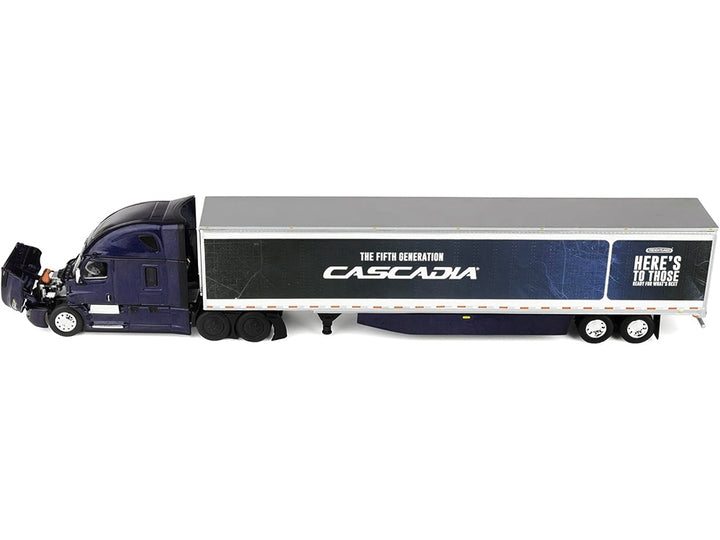 Freightliner Fifth Generation Cascadia Raised Roof Sleeper & 53' Utility Trailer with Skirts Midnight Blue 1/64 Diecast Model by DCP/First Gear image 2