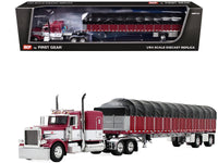First Gear Peterbilt 389 maroon Wilson Roadbrute covered wagon flatbed set 1:64 60-2058, product image 1