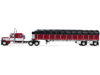 First Gear Peterbilt 389 maroon Wilson Roadbrute covered wagon flatbed set 1:64 60-2058, product image 2