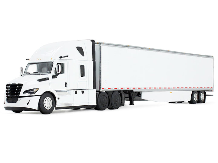 Freightliner Fifth Generation Cascadia Raised Roof Sleeper & 53' Utility Trailer with Skirts White 1/64 Diecast Model by DCP/First Gear image 2