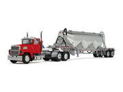 Ford LTL 9000 Day Cab with Heil Pneumatic Tank Trailer Heil Red 1/64 Diecast Model by DCP/First Gear image 2
