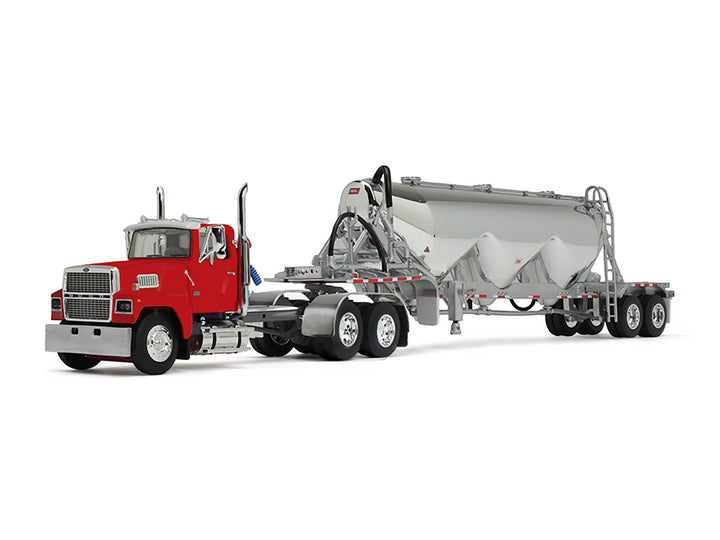 Ford LTL 9000 Day Cab with Heil Pneumatic Tank Trailer Heil Red 1/64 Diecast Model by DCP/First Gear image 2