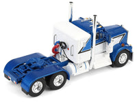 Kenworth W900A with 36" Sleeper and 45' Wilson Vintage Livestock Trailer Mariner Blue and White with Silver Trailer 1/64 Diecast Model by DCP/First Gear image 5