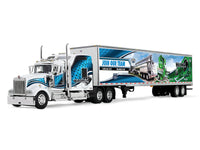 Kenworth W900L with 86" Studio Sleeper and 53' Utility Trailer with Skirts "Walinga" White with Blue Graphics 1/64 Diecast Model by DCP/First Gear image 2