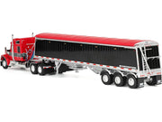 Kenworth W990 with 76" Mid-Roof Sleeper and Lode King Distinction Hopper Trailer Red and Black 1/64 Diecast Model by DCP/First Gear image 5
