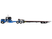 Peterbilt 389 with 48" Flat Top Sleeper and Landoll 440B-50CA Traveling Axle Trailer Black with Blue Stripes 1/64 Diecast Model by DCP/First Gear image 2