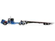 Peterbilt 389 with 48" Flat Top Sleeper and Landoll 440B-50CA Traveling Axle Trailer Black with Blue Stripes 1/64 Diecast Model by DCP/First Gear image 3