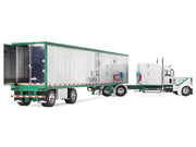 Peterbilt 389 with 63" Mid-Roof Sleeper and 53' Utility Trailer White with Green Stripes 1/64 Diecast Model by DCP/First Gear image 4