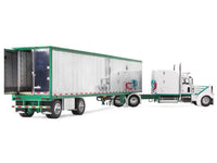 Peterbilt 389 with 63" Mid-Roof Sleeper and 53' Utility Trailer White with Green Stripes 1/64 Diecast Model by DCP/First Gear image 4