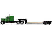 Peterbilt 351 with 60" Vintage Sleeper and Rogers Vintage Lowboy Trailer Green with Black Trailer 1/64 Diecast Model by DCP/First Gear image 2