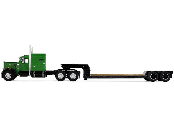 Peterbilt 351 with 60" Vintage Sleeper and Rogers Vintage Lowboy Trailer Green with Black Trailer 1/64 Diecast Model by DCP/First Gear image 2