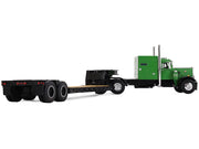 Peterbilt 351 with 60" Vintage Sleeper and Rogers Vintage Lowboy Trailer Green with Black Trailer 1/64 Diecast Model by DCP/First Gear image 3