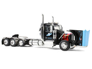 Peterbilt 589 Day Cab and Fontaine Renegade LXT40 Lowboy Trailer with Fliptail "Cappello Heavy Transport" Black with Light Blue Hood 1/64 Diecast Model by DCP/First Gear image 2