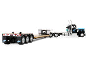 Peterbilt 589 Day Cab and Fontaine Renegade LXT40 Lowboy Trailer with Fliptail "Cappello Heavy Transport" Black with Light Blue Hood 1/64 Diecast Model by DCP/First Gear image 3