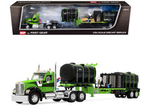 Kenworth W900 Day Cab with Demco 42' Liquid Fertilizer Tender Trailer Green and Black 1/64 Diecast Model by DCP/First Gear