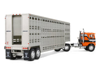 DCP First Gear Freightliner COE 45 foot Wilson vintage livestock trailer orange stripes 1:64 60-2290, product image 4