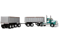 Kenworth W900A Day Cab with 22' Dual End Dump Trailers Turquoise with White Stripes 1/64 Diecast Model by DCP/First Gear image 4