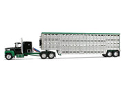 Ford LTL 9000 with 60" Flat Top Sleeper and 45' Wilson Vintage Livestock Trailer Black and Green 1/64 Diecast Model by DCP/First Gear image 3