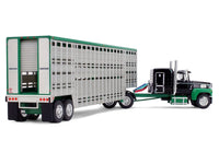 Ford LTL 9000 with 60" Flat Top Sleeper and 45' Wilson Vintage Livestock Trailer Black and Green 1/64 Diecast Model by DCP/First Gear image 4