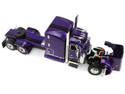 Peterbilt 379 with 63" Mid-Roof Sleeper and Polar Deep Drop Trailer Wild Orchid Purple with Black Stripes 1/64 Diecast Model by DCP/First Gear image 3