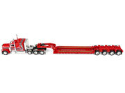 Peterbilt 379 with 63" Flat Top Sleeper and Fontaine Magnitude Lowboy Trailer with Fliptail "Anty Trucking & Rigging" Red with Black Stripes 1/64 Diecast Model by DCP/First Gear image 3