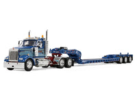 Kenworth W900L Day Cab and Fontaine Magnitude Lowboy Trailer "Sid Kamp" Blue and Light Blue Two-Tone 1/64 Diecast Model by DCP/First Gear image 2