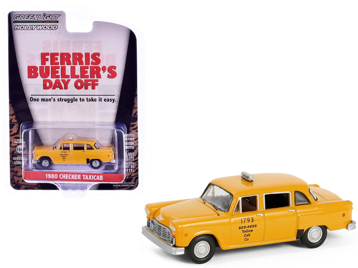 1980 Checker Taxicab "Yellow Cab Co. #1793" Yellow "Ferris Bueller's Day Off" (1986) Movie "Hollywood Series" Release 42 1/64 Diecast Model Car by Greenlight image 2