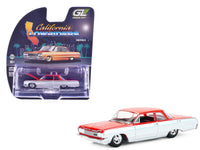 GreenLight 1964 Chevrolet Biscayne Lowrider silver metallic red two tone California Lowriders 1:64 63080B, view 1
