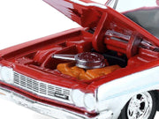 1964 Chevrolet Biscayne Lowrider Silver Metallic and Red Two-Tone "California Lowriders" Series 7 1/64 Diecast Model Car by Greenlight image 2