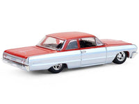 GreenLight 1964 Chevrolet Biscayne Lowrider silver metallic red two tone California Lowriders 1:64 63080B, view 3