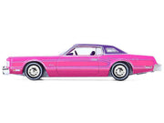 1975 Ford Thunderbird Lowrider Pink Metallic with Purple Top and Graphics with Purple Interior "California Lowriders" Series 7 1/64 Diecast Model Car by Greenlight image 2