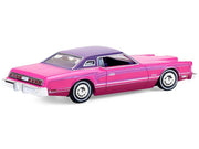 1975 Ford Thunderbird Lowrider Pink Metallic with Purple Top and Graphics with Purple Interior "California Lowriders" Series 7 1/64 Diecast Model Car by Greenlight image 3