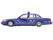 1992 Ford Crown Victoria Lowrider Blue with Graphics and Lightbar "California Lowriders" Series 7 1/64 Diecast Model Car by Greenlight image 3