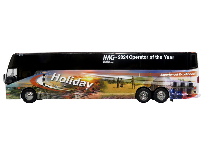 Prevost H3-45 Coach Bus "Holiday Tours - 2024 IMG Operator of the Year" White with Graphics Limited Edition 1/64 Diecast Model by Iconic Replicas image 2