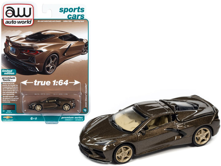 2020 Chevrolet Corvette Zeus Bronze Metallic "Sports Cars" Limited Edition 1/64 Diecast Model Car by Auto World image 2