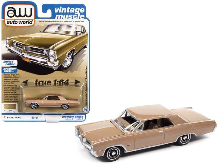 1964 Pontiac Grand Prix Royal Bobcat Saddle Bronze Metallic "Vintage Muscle" Limited Edition 1/64 Diecast Model Car by Auto World image 2