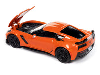 2019 Chevrolet Corvette Z06 Sebring Orange with Black Hood "Sports Cars" Series 1/64 Diecast Model Car by Auto World image 2