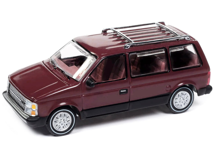 1985 Dodge Caravan Van Crimson Red and Black "Mighty Minivans" Series 1/64 Diecast Model Car by Auto World image 2
