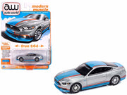 2017 Ford Mustang GT Tribute Edition "Petty's Garage" Ingot Silver Metallic with Petty Blue and Red Stripes "Modern Muscle" Series 1/64 Diecast Model Car by Auto World image 2