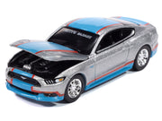 2017 Ford Mustang GT Tribute Edition "Petty's Garage" Ingot Silver Metallic with Petty Blue and Red Stripes "Modern Muscle" Series 1/64 Diecast Model Car by Auto World image 3