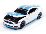 2016 Ford Mustang GT King Premier Edition "Petty's Garage" Oxford White with Petty Blue Stripes "Modern Muscle" Series 1/64 Diecast Model Car by Auto World image 2