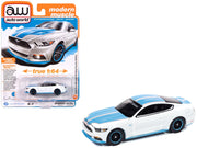 2016 Ford Mustang GT King Premier Edition "Petty's Garage" Oxford White with Petty Blue Stripes "Modern Muscle" Series 1/64 Diecast Model Car by Auto World image 3