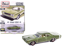 1968 Dodge Coronet R/T Medium Green Metallic with White Interior "Vintage Muscle" Series 1/64 Diecast Model Car by Auto World