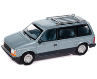 1987 Plymouth Voyager Van Ice Blue Metallic and Twilight Blue Metallic 2-Tone with Blue Interior "Mighty Minivans" Series 1/64 Diecast Model Car by Auto World image 3