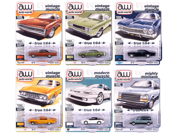 Auto World Premium 2025 Release 2 Set A of 6 pieces 1/64 Diecast Model Cars by Auto World