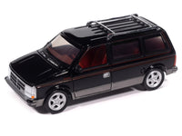 1989 Dodge Caravan Turbo Van Black with Red Stripes and Interior "Mighty Minivans" Series 1/64 Diecast Model Car by Auto World image 2
