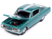 1965 Plymouth Barracuda Formula S Turquoise Metallic with White Stripe "Vintage Muscle" Series 1/64 Diecast Model Car by Auto World image 3